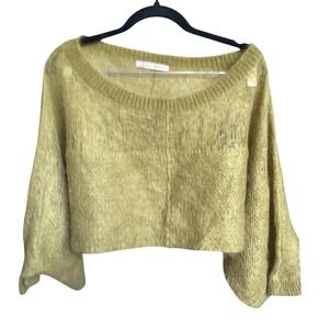 Aldo Martin's Green Mohair Cropped Open Knit Sweater 10